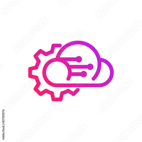 Cloud and gear logo. Perfect for data storage industry, engineering or technology