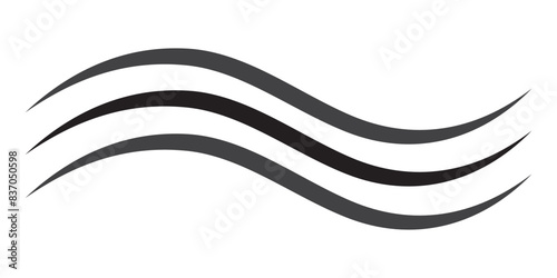 Curve line strip swirl wave, Curved calligraphic line strip, shape design, curve line energy. Calligraphy gracefully curved line icon on white background. Vector illustration.
 photo