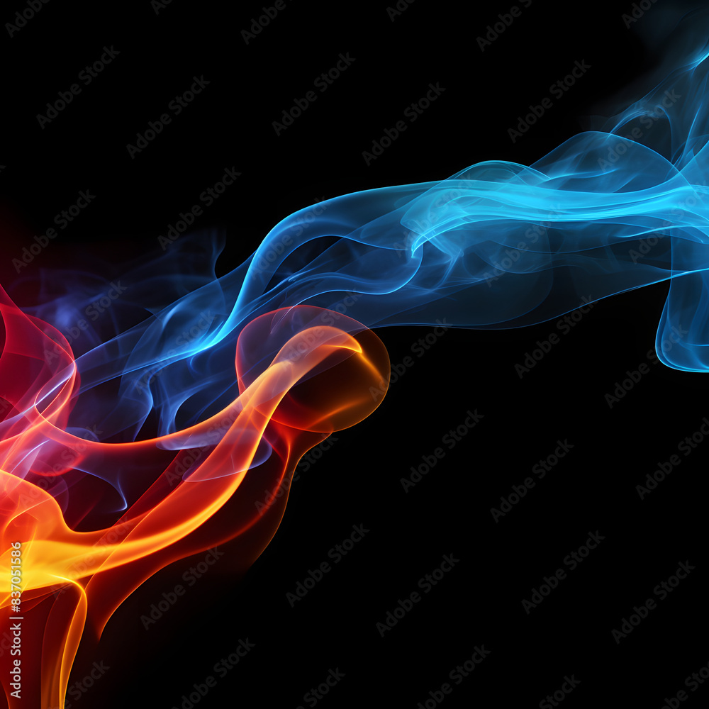 Swirling smoke effect with vibrant colors red and bule Swirling smoke effect with vibrant colors red and bule