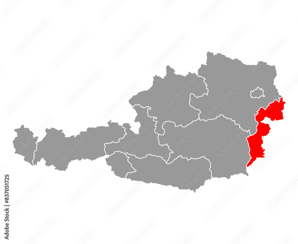 Obraz premium Austria of Burgenland map symbol shape, travel web flat concept icon symbol vector illustration