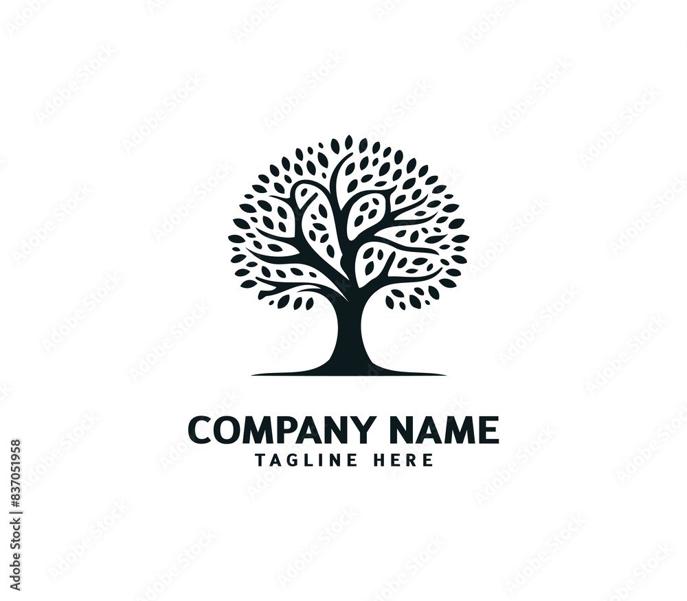Naklejka premium Tree logo design. Botanic tree. Tree of life symbol. Abstract tree logo symbol. Vector illustration