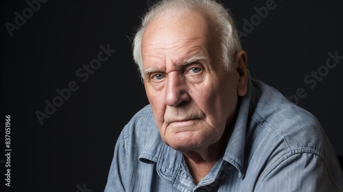 Close-up portrait of a senior man with white hair looking directly at the camera © Ananncee Media