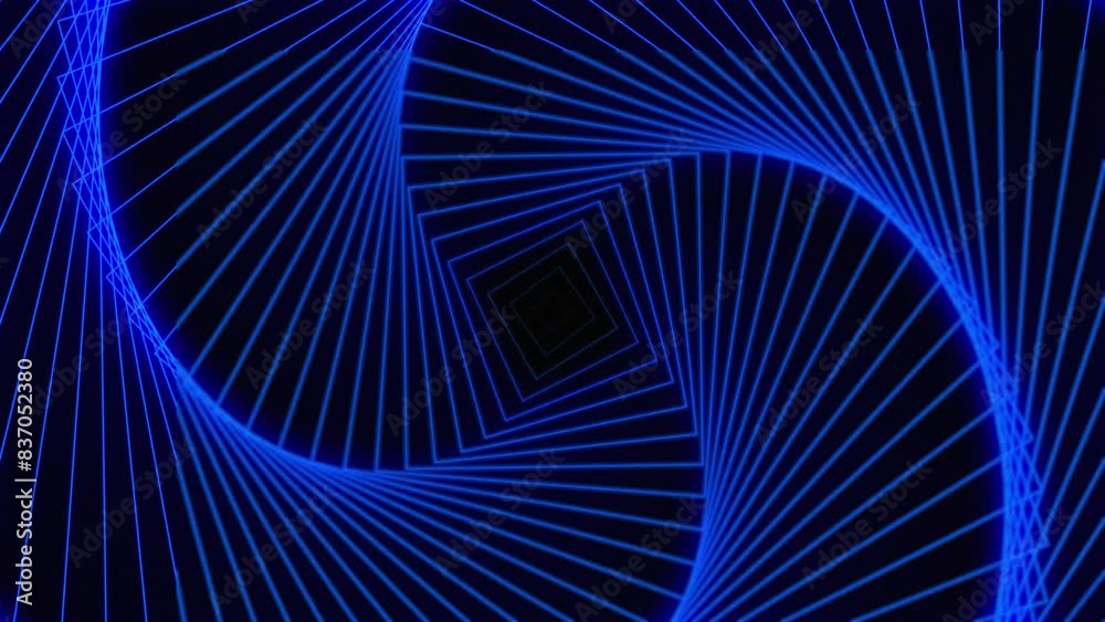 Glowing blue neon radio wave background, seamless loop video.
