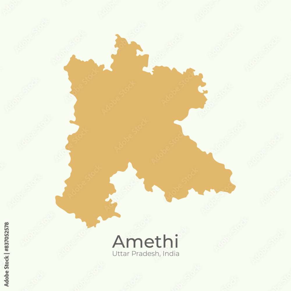 Obraz premium Amethi district map, Uttar Pradesh state map, India. Vector, illustration.