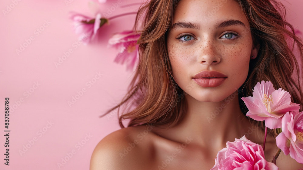 Social media flyer template for beauty product promotion with feminine design and photo placeholders