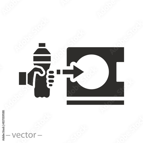 refund and reward machine icon, deposit bottle recycling, reuse plastic, flat symbol on white background - vector illustration