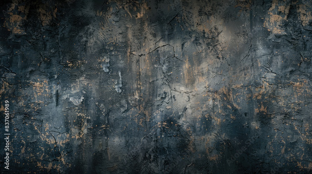Obraz premium Empty dark gray background with rough, rustic textures and paint stains