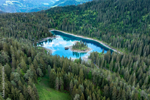 Caumasee, lake with turquoise water, Switzerland photo