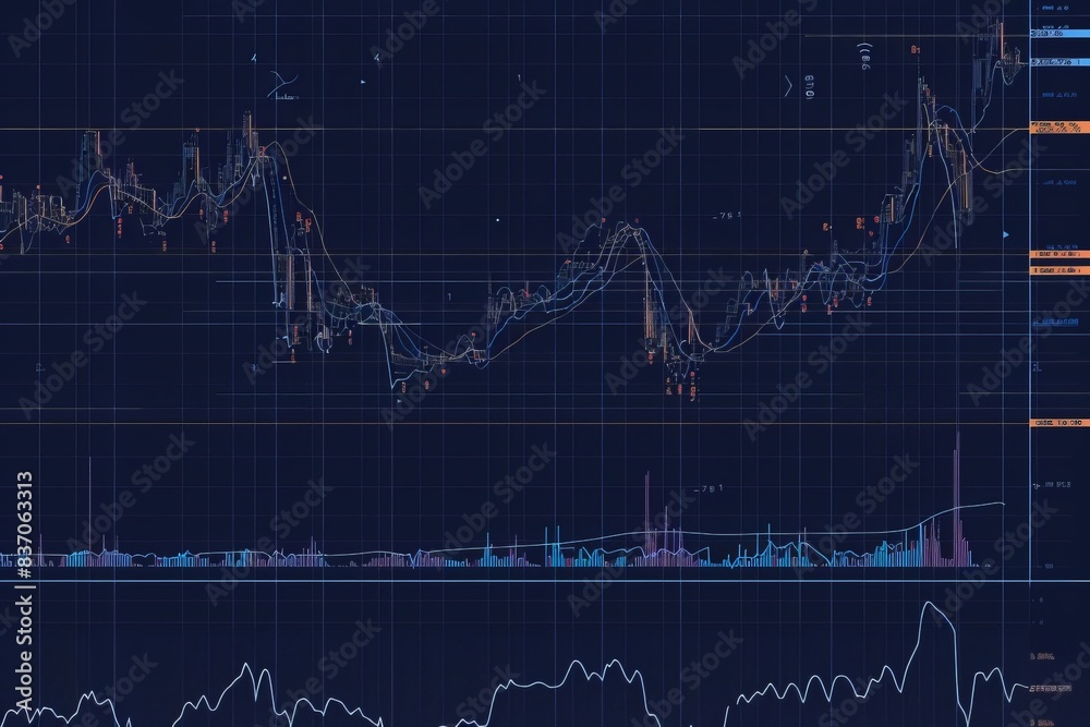Obraz premium Analyzing and plotting price movements on blue background for financial analysis