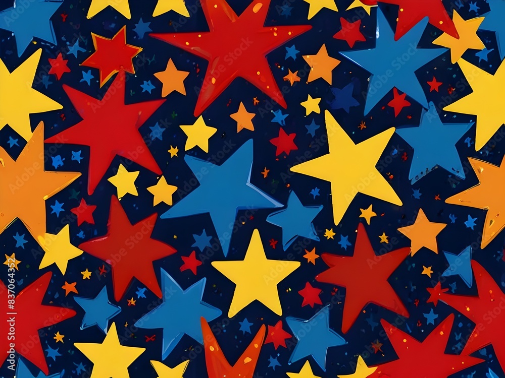 Seamless Star Pattern in Bright Primary Colors, generative AI Seamless Star Pattern in Bright Primary Colors, generative AI