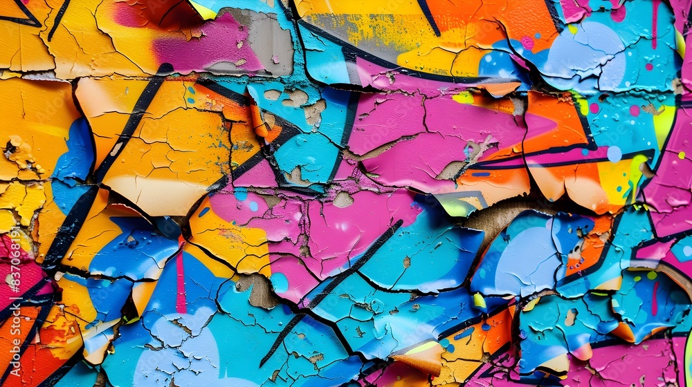 Vibrant and Dynamic of Colorful Urban Graffiti Wall Art with Abstract Organic Shapes and Layered Textures Vibrant and Dynamic of Colorful Urban Graffiti Wall Art with Abstract Organic Shapes and Layered Textures