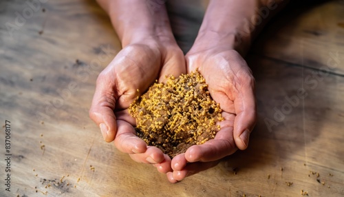 hands with handful of asafoetida photo