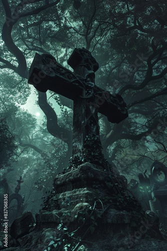 Gothic Cross with Roses in Thunderstorm © Franz Rainer