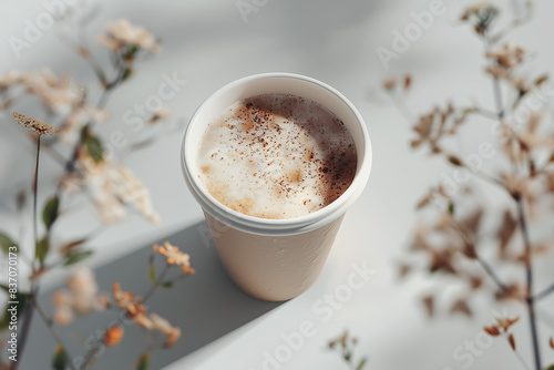A stylish mockup of an eco-friendly coffee cup  perfect for showcasing sustainable beverage branding and green packaging.