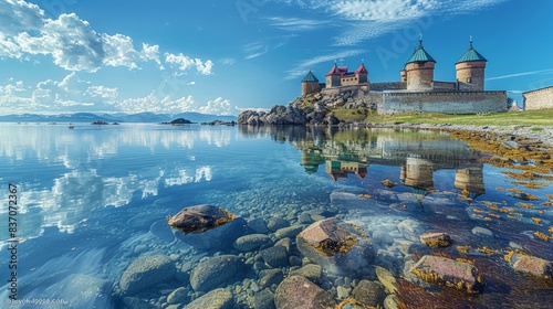 Scenic Solovetsky Islands with historic monasteries, clear blue waters, and rugged coastal landscapes photo