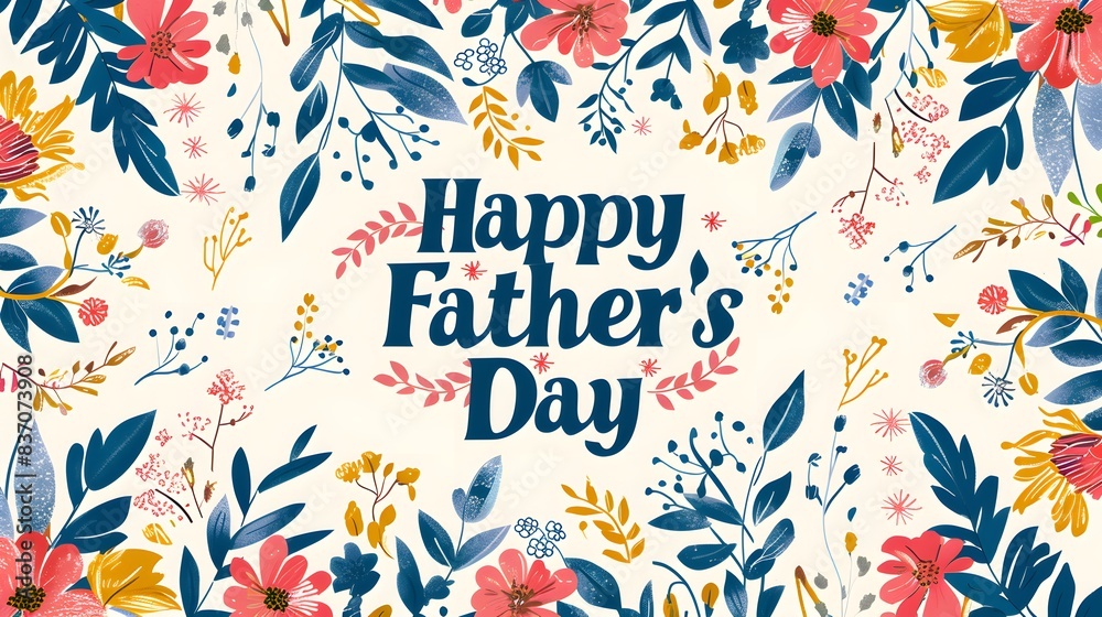 Happy Father's Day poster or banner template with floral pattern design illustration, vibrant celebration. Happy Father's Day poster or banner template with floral pattern design illustration, vibrant celebration.