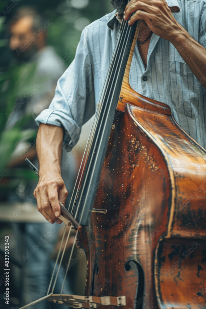 A soulful jazz music festival with people swaying to the rhythm A soulful jazz music festival with people swaying to the rhythm