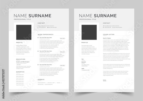 Minimalist Resume Layout, Resume and Cover Letter, a4 resume