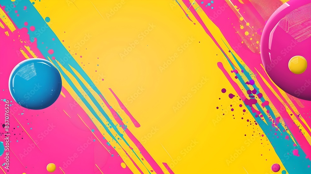 Obraz premium Vibrant Neon Retro 80s Inspired Pop Art Style Poster Banner Background with Empty Space for Mockup Design