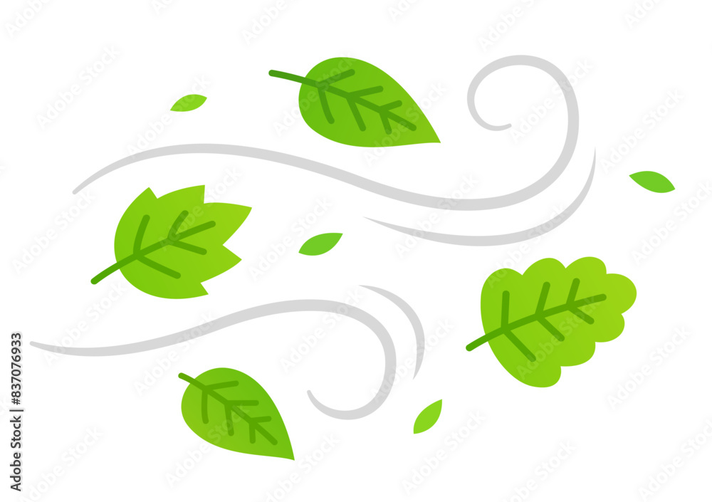 Cartoon tree leaves in the wind Cartoon tree leaves in the wind