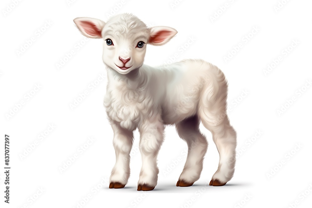 Fototapeta premium illustration of cute sheep on white background,