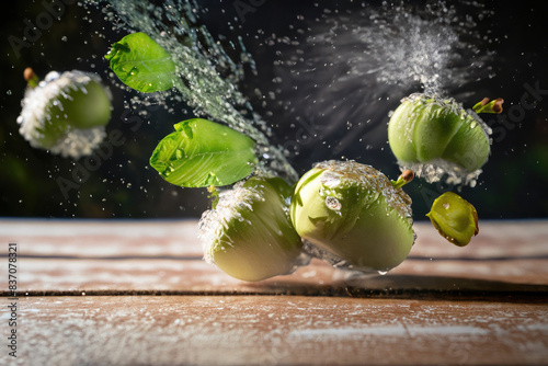 fresh mayapples on the table, delicious fruits, healty and natural food photo