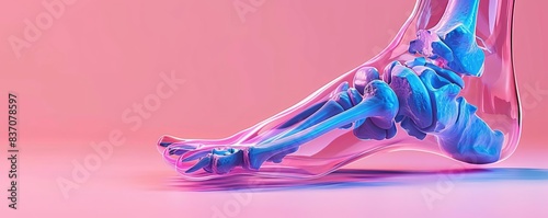 3D rendering of a human foot with pain in the ankle area photo