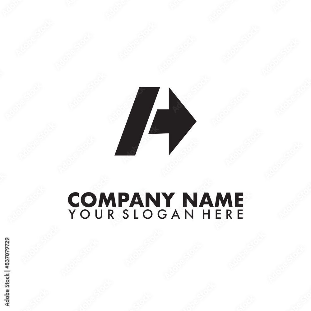 letter A and arrow symbol logo on white background. letter A and arrow symbol logo on white background.