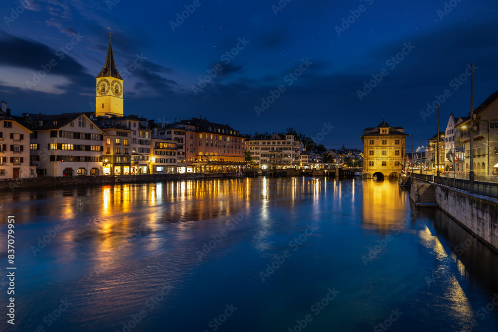 The city of Zurich during the night, Switzerland, The city of Zurich during the night, Switzerland,
