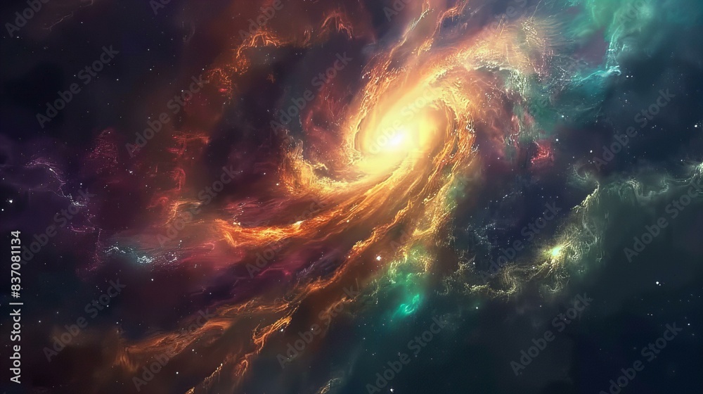 A breathtaking image of a spiral galaxy, featuring luminous swirls of stars and gases in stunning shades of blue and purple, capturing the magnificence of the cosmos