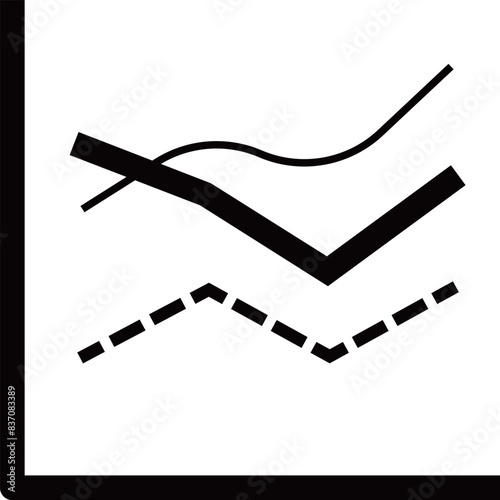 複数の折れ線グラフの黒の線画アイコン