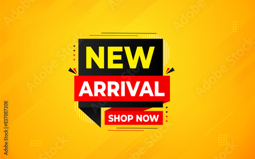 New Arrival banner template design. product label background design. New Arrival label For web and social media, new product background, product poster sign. Simple and modern vector illustration.