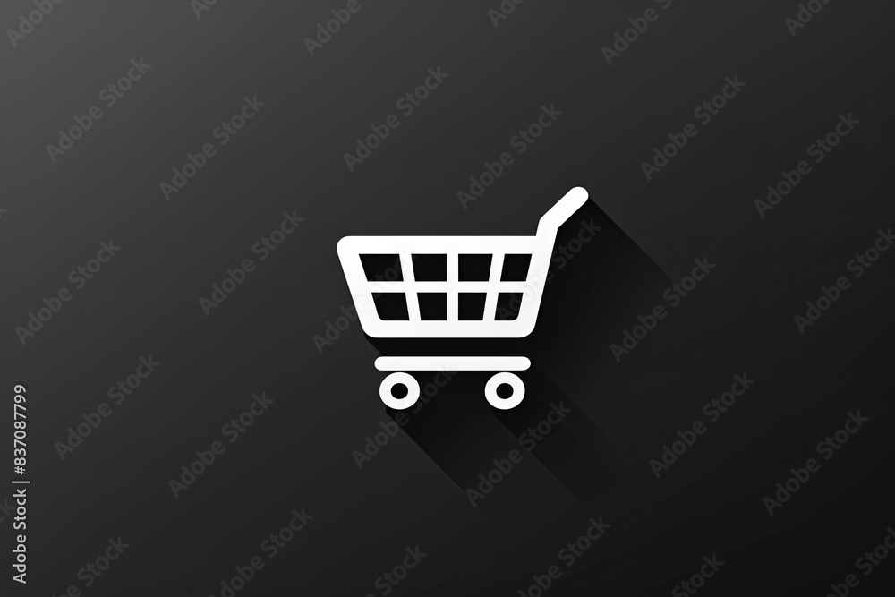 Stylized white icon of buying on black background. Minimalist design Stylized white icon of buying on black background. Minimalist design