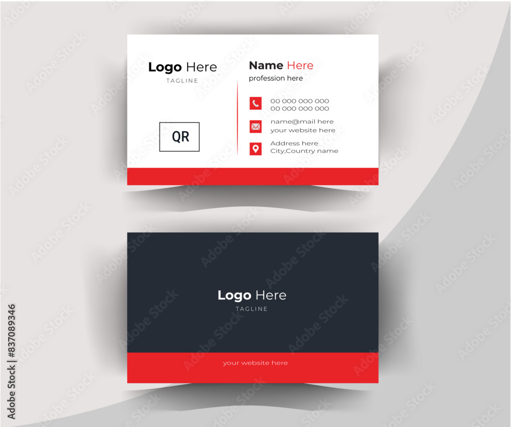 modern simple business card design . double sided business card design template . red business card template. modern simple business card design . double sided business card design template . red business card template.