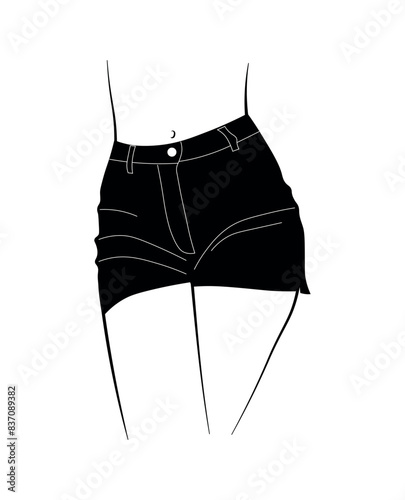 woman shorts black and white underwear