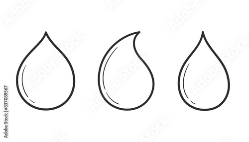 Set of doodles with water drops.  Hand drawn vector illustration on white background