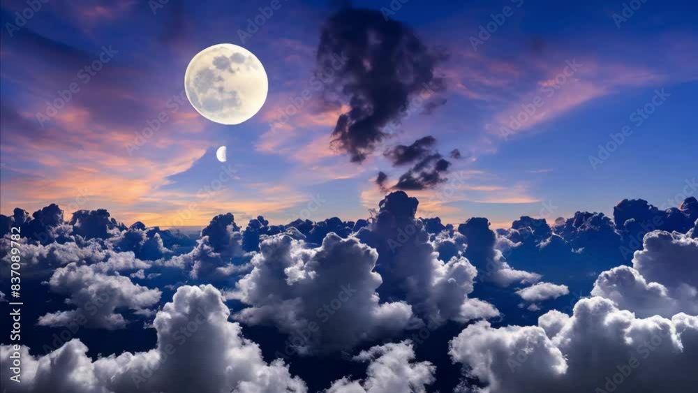 Full view of the sky with a beautiful moon glowing softly in the night Full view of the sky with a beautiful moon glowing softly in the night