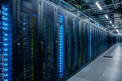 Racks with servers of a data center