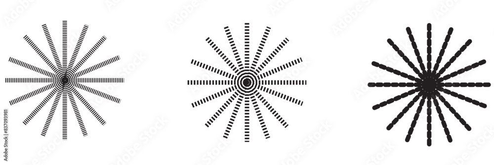 Radial circle lines. Circular lines elements. Symbol of Sun star rays. Flat design elements. Radial circle lines. Circular lines elements. Symbol of Sun star rays. Flat design elements.