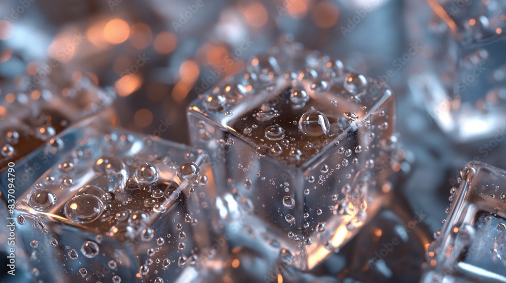 Ice cubes background banner with water drops Ice cubes background banner with water drops