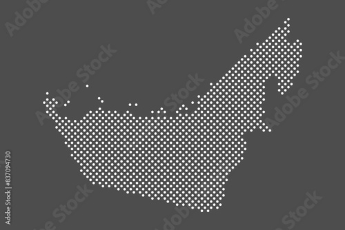 UAE map dot on gray background.  Dotted map of United Arab Emirates. Vector eps10.