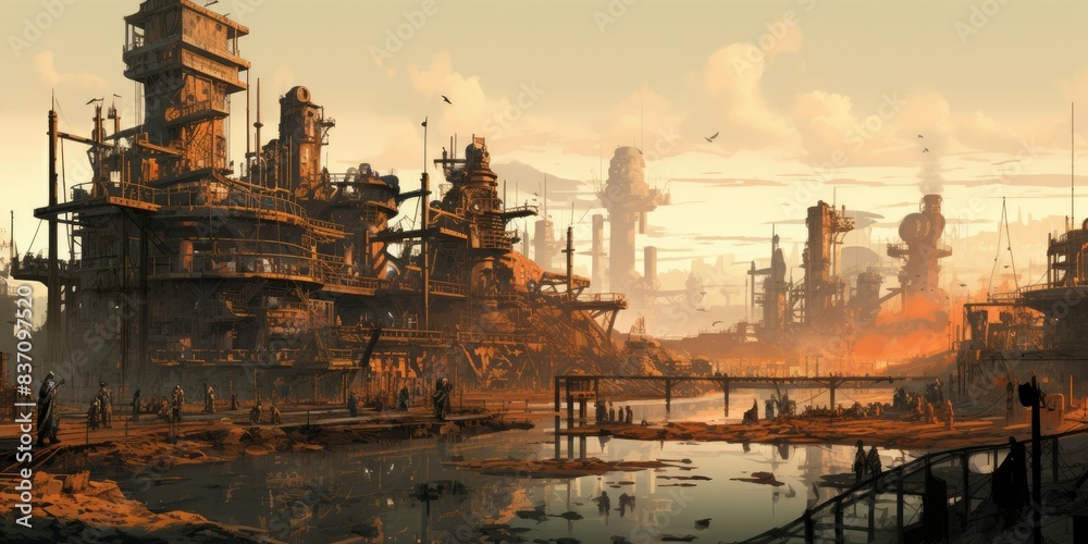 Fototapeta premium Early industrial age backgorund