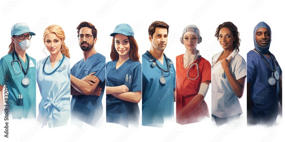 Essential workers. Medical workers background Essential workers. Medical workers background