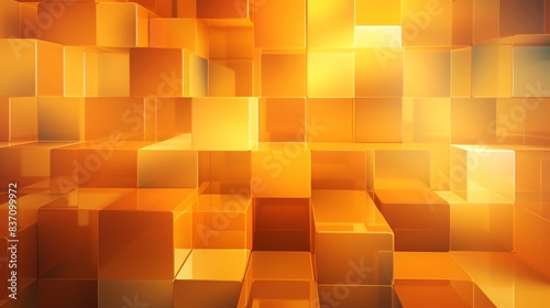 Abstract background of glowing orange and yellow cubes.