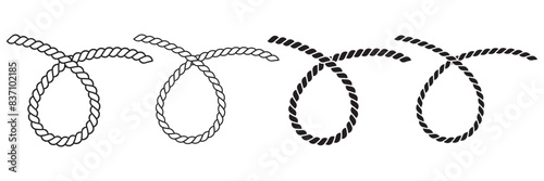 Repeating rope set. Vector rope frames. Decorative Rope Design Element Clipart Set.