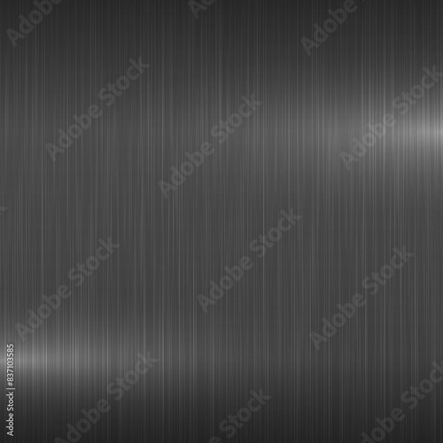 Dark metallic polished background. Stylish shiny brushed gray metal striped texture. Silver surface