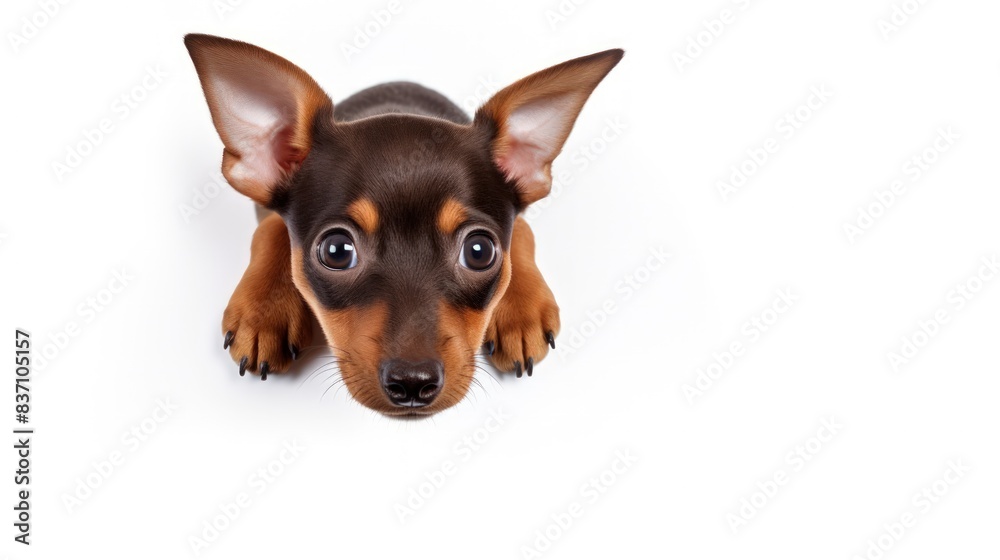A small brown and black dog with brown eyes is looking at the camera A small brown and black dog with brown eyes is looking at the camera