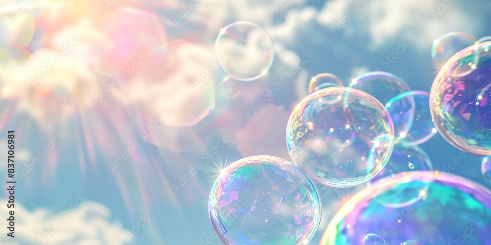 bunch of soap bubbles floating in the air with a sun in the background bunch of soap bubbles floating in the air with a sun in the background