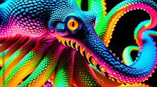 colorful Octopus in Oriental Temple photo