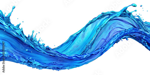  Blue water wave isolated on transparent background. AI GENERTAED